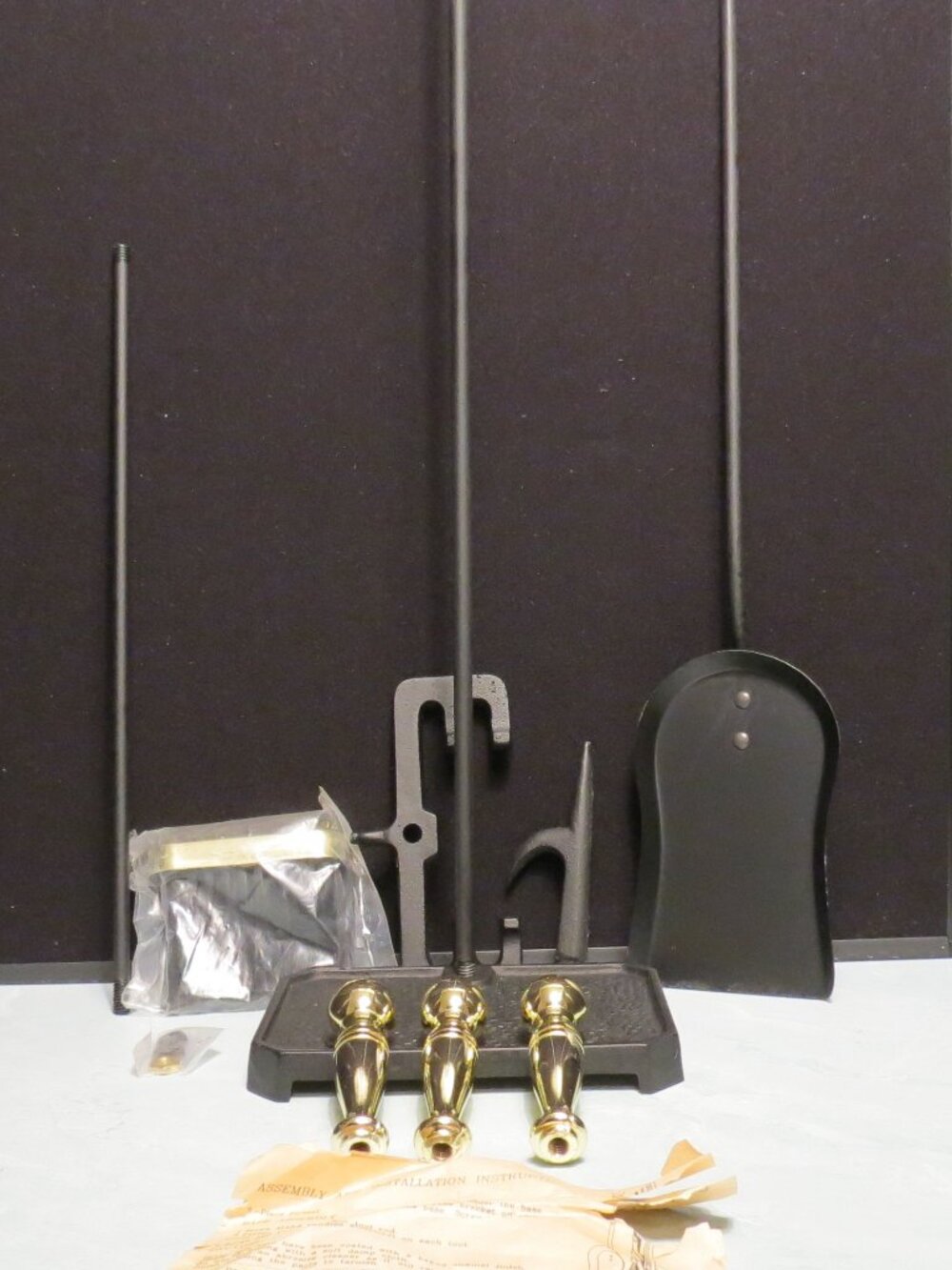 Fireplace Tool Set Poker Scoop Broom with Stand Iron